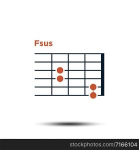 Fsus, Basic Guitar Chord Chart Icon Vector Template