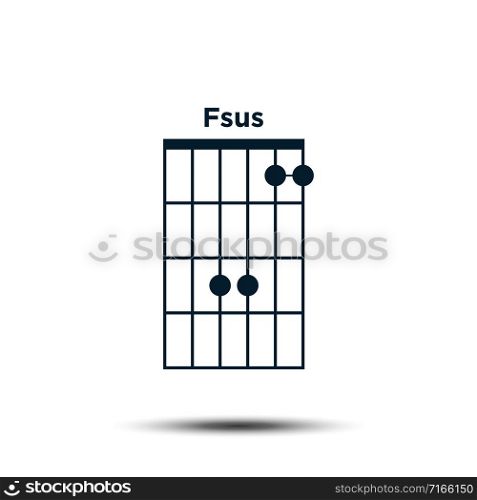 Fsus, Basic Guitar Chord Chart Icon Vector Template