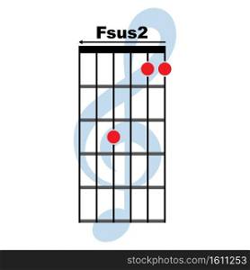 Fsus2  guitar chord icon. Basic guitar chord vector illustration symbol design