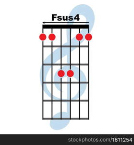 Fsus4  guitar chord icon. Basic guitar chord vector illustration symbol design