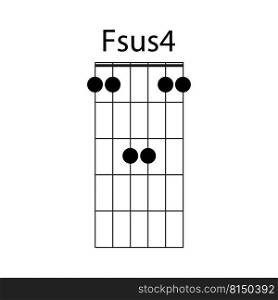 Fsus4 guitar chord icon vector illustration design