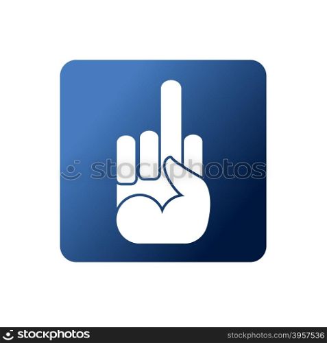 Fuck flat Web icon. Symbol naughty on a blue background. Social networking icons. Hand with finger