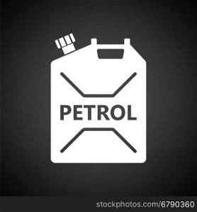 Fuel canister icon. Black background with white. Vector illustration.