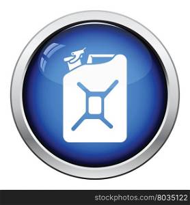 Fuel canister icon. Glossy button design. Vector illustration.