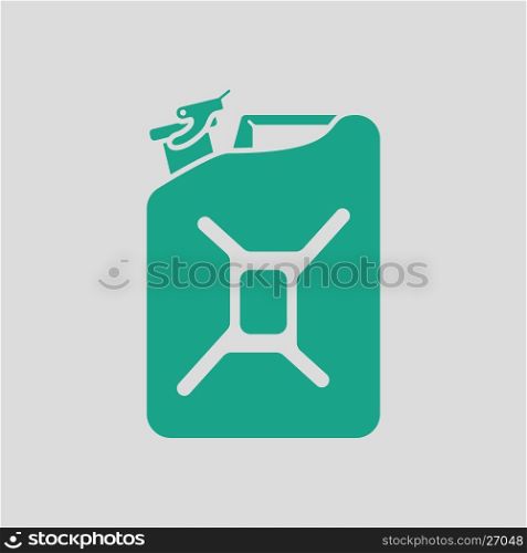 Fuel canister icon. Gray background with green. Vector illustration.