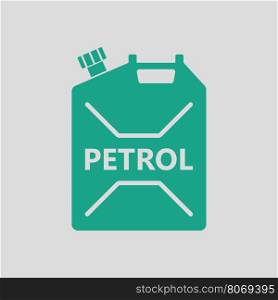 Fuel canister icon. Gray background with green. Vector illustration.