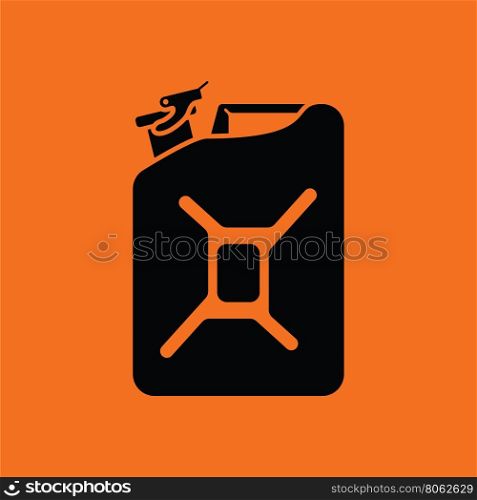 Fuel canister icon. Orange background with black. Vector illustration.