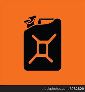Fuel canister icon. Orange background with black. Vector illustration.