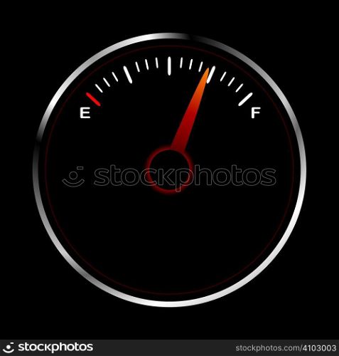 Fuel dial with red neon and silver bevel