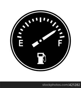 Fuel gauge black simple icon isolated on white background. Fuel gauge icon
