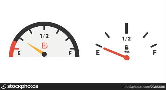 Fuel gauge icon. Gasoline indicator. Fuel indicator. Vector illustration. Fuel gauge icon. Gasoline indicator. Fuel indicator. Vector