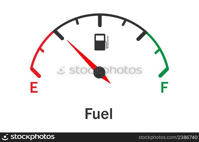 Fuel gauge icon. Meter full tank car illustration symbol. Sign indicator dial dashboard gasoline vector.