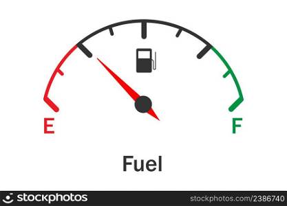 Fuel gauge icon. Meter full tank car illustration symbol. Sign indicator dial dashboard gasoline vector.