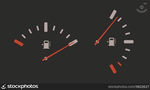 Fuel gauge indicator vector icon. Petrol pump station symbol. Full gasoline level manometr sign. Auto car indicator panel illustration