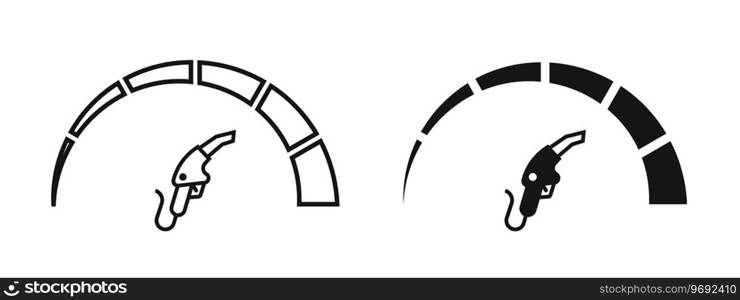 Fuel level icons. Flat vector fuel icons. Fuel gauge. Fuel tank gauge icons. Car dashboard.