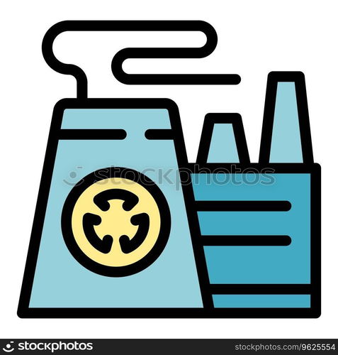 Fuel power plant icon outline vector. Station energy. Eco cycle color flat. Fuel power plant icon vector flat