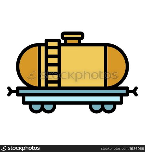 Fuel rail car icon. Outline fuel rail car vector icon color flat isolated. Fuel rail car icon color outline vector