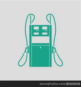 Fuel station icon. Gray background with green. Vector illustration.