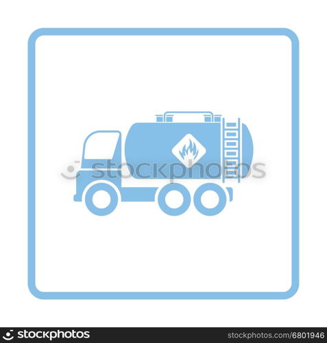 Fuel tank truck icon. Blue frame design. Vector illustration.