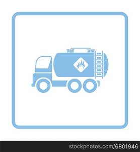 Fuel tank truck icon. Blue frame design. Vector illustration.