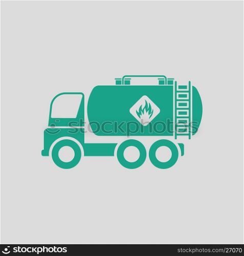 Fuel tank truck icon. Gray background with green. Vector illustration.