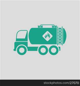 Fuel tank truck icon. Gray background with green. Vector illustration.