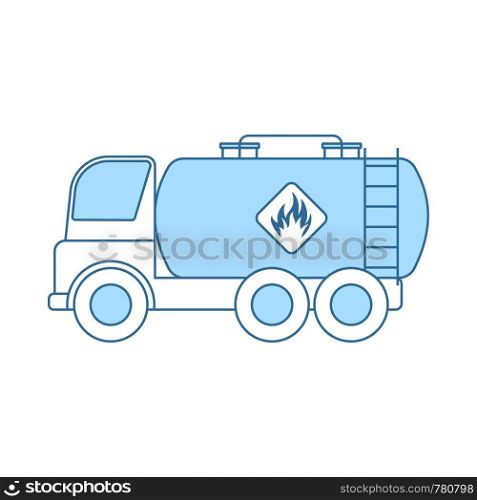 Fuel Tank Truck Icon. Thin Line With Blue Fill Design. Vector Illustration.