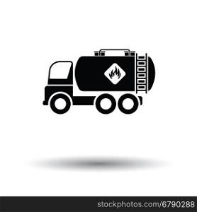 Fuel tank truck icon. White background with shadow design. Vector illustration.