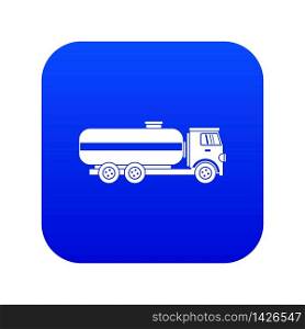 Fuel tanker truck icon digital blue for any design isolated on white vector illustration. Fuel tanker truck icon digital blue