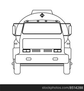Fuel truck transportation vector icon illustration outline. Vehicle transport industry gasoline trailer isolated white lorry car line thin
