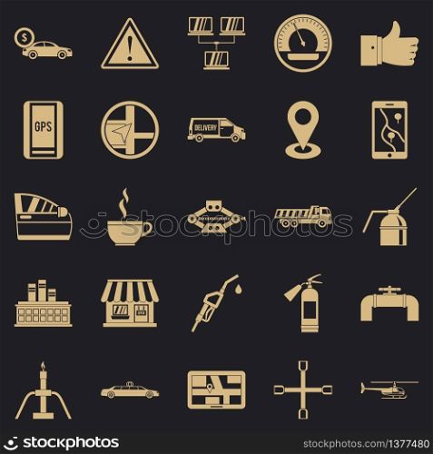 Fueling icons set. Simple set of 25 fueling vector icons for web for any design. Fueling icons set, simple style