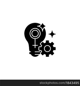Fulfill female potential black glyph icon. Feminist activist. Raising woman status. Creating opportunities. Preventing gender inequality. Silhouette symbol on white space. Vector isolated illustration. Fulfill female potential black glyph icon