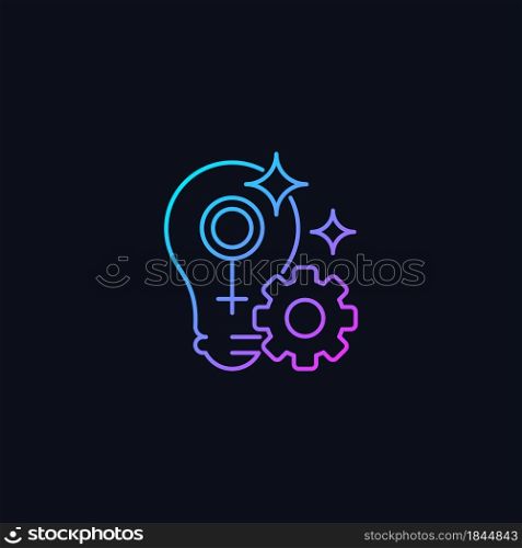 Fulfill female potential gradient vector icon for dark theme. Feminist activist. Raising woman status. Thin line color symbol. Modern style pictogram. Vector isolated outline drawing. Fulfill female potential gradient vector icon for dark theme