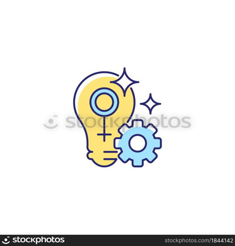 Fulfill female potential RGB color icon. Feminist activist. Raising woman status. Creating opportunity for girls. Preventing gender inequality. Isolated vector illustration. Simple filled line drawing. Fulfill female potential RGB color icon