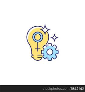 Fulfill female potential RGB color icon. Feminist activist. Raising woman status. Creating opportunity for girls. Preventing gender inequality. Isolated vector illustration. Simple filled line drawing. Fulfill female potential RGB color icon