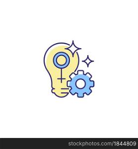 Fulfill female potential RGB color icon. Feminist activist. Raising woman status. Creating opportunity for girls. Preventing gender inequality. Isolated vector illustration. Simple filled line drawing. Fulfill female potential RGB color icon
