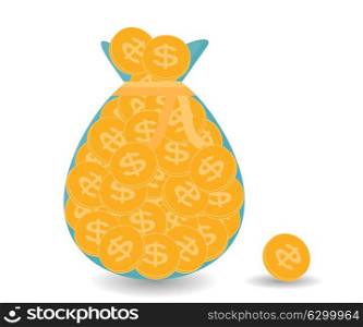 Full bag plus one Gold Coins - Contribution to Future. Vector Illustration. EPS10. Full bag plus one Gold Coins - Contribution to Future. Vector Il