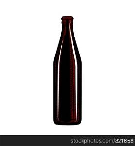 Full beer bottle. Hand drawn vector illustration isolated on white background. Engraving style.. Full beer bottle. Hand drawn vector illustration isolated