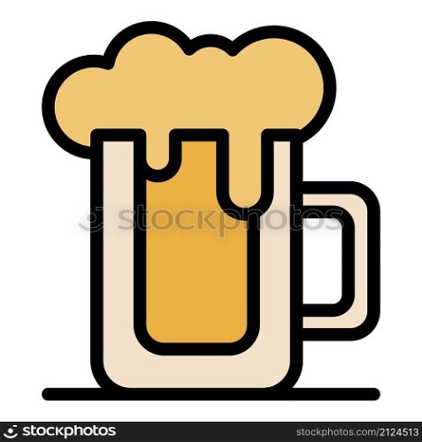 Full beer mug icon. Outline full beer mug vector icon color flat isolated. Full beer mug icon color outline vector