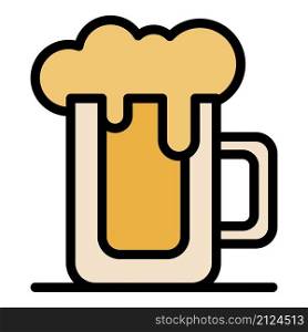 Full beer mug icon. Outline full beer mug vector icon color flat isolated. Full beer mug icon color outline vector