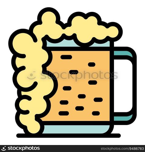 Full beer mug icon outline vector. Brewery process. Drink alcohol color flat. Full beer mug icon vector flat