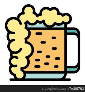 Full beer mug icon outline vector. Brewery process. Drink alcohol color flat. Full beer mug icon vector flat