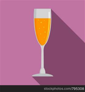 Full champagne glass icon. Flat illustration of full champagne glass vector icon for web design. Full champagne glass icon, flat style