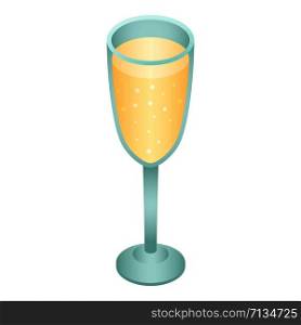 Full champagne glass icon. Isometric of full champagne glass vector icon for web design isolated on white background. Full champagne glass icon, isometric style