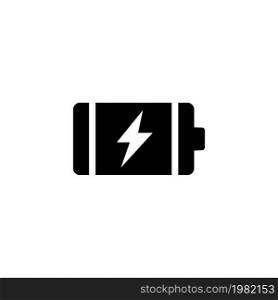 Full Charge Battery. Flat Vector Icon. Simple black symbol on white background. Full Charge Battery Flat Vector Icon
