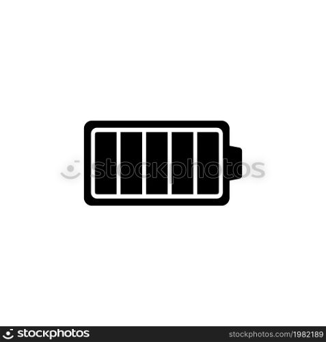 Full Charged Battery. Flat Vector Icon. Simple black symbol on white background. Full Charged Battery Flat Vector Icon