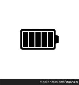 Full Charged Battery. Flat Vector Icon. Simple black symbol on white background. Full Charged Battery Flat Vector Icon