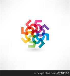 Full color abstract figure of the numbers 5