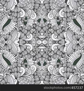 Full frame pattern background against white with ornamental floral designs and beautiful geometric elements. Full frame pattern background against white