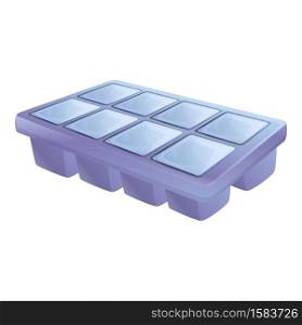 Full ice cube tray icon. Cartoon of full ice cube tray vector icon for web design isolated on white background. Full ice cube tray icon, cartoon style